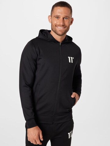 11 Degrees - Sudadera con cremallera en negro: frente