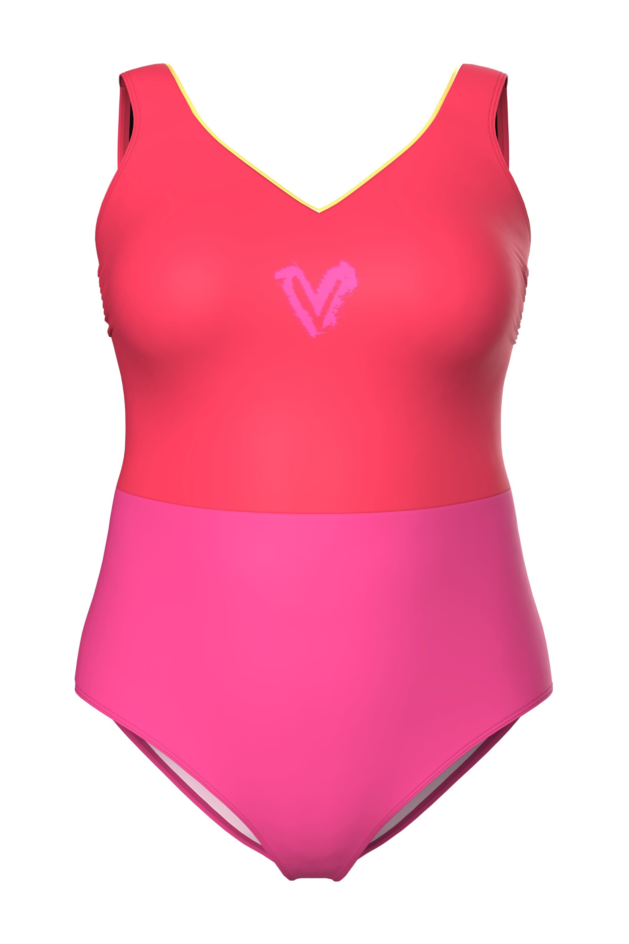 Ulla Popken Bustier Badeanzug in Pink: Vorderseite