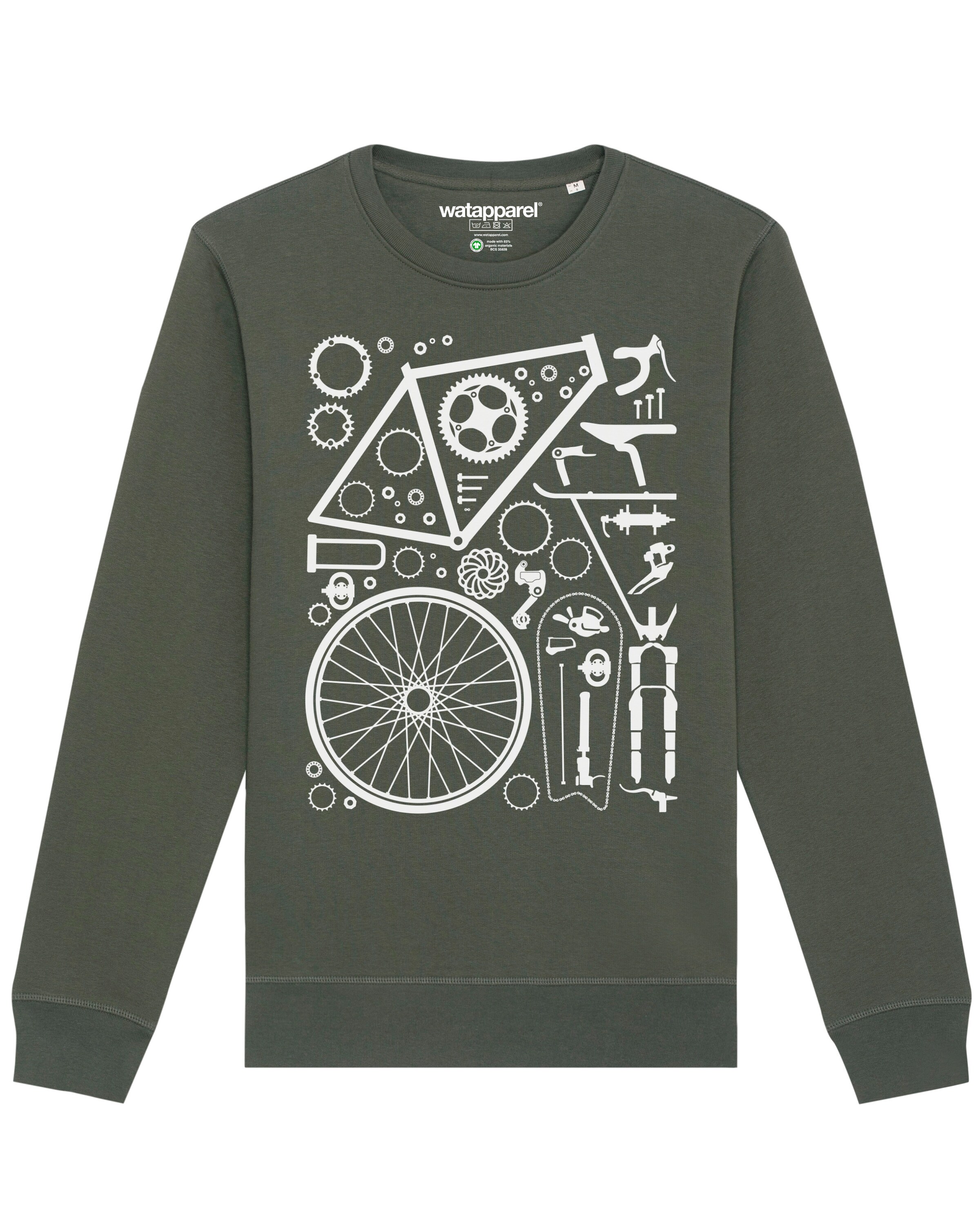 Watapparel Sweatshirt 'Fahrradteile' in Groen: voorkant