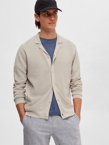 SELECTED HOMME Knit cardigan 'Mattis' in Beige