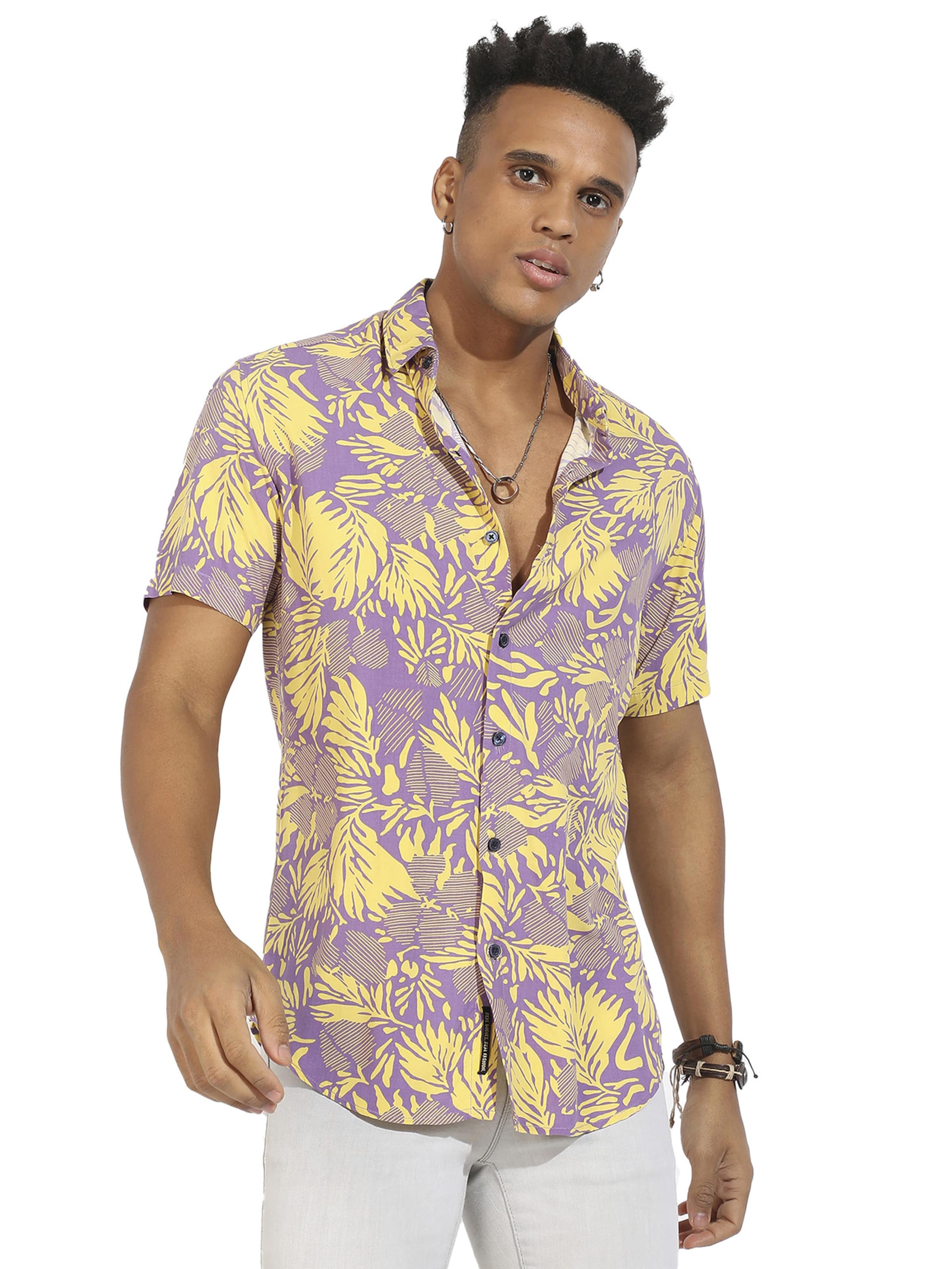 Campus Sutra Regularny krój Koszula 'Ezekiel' w kolorze fioletowy: przód