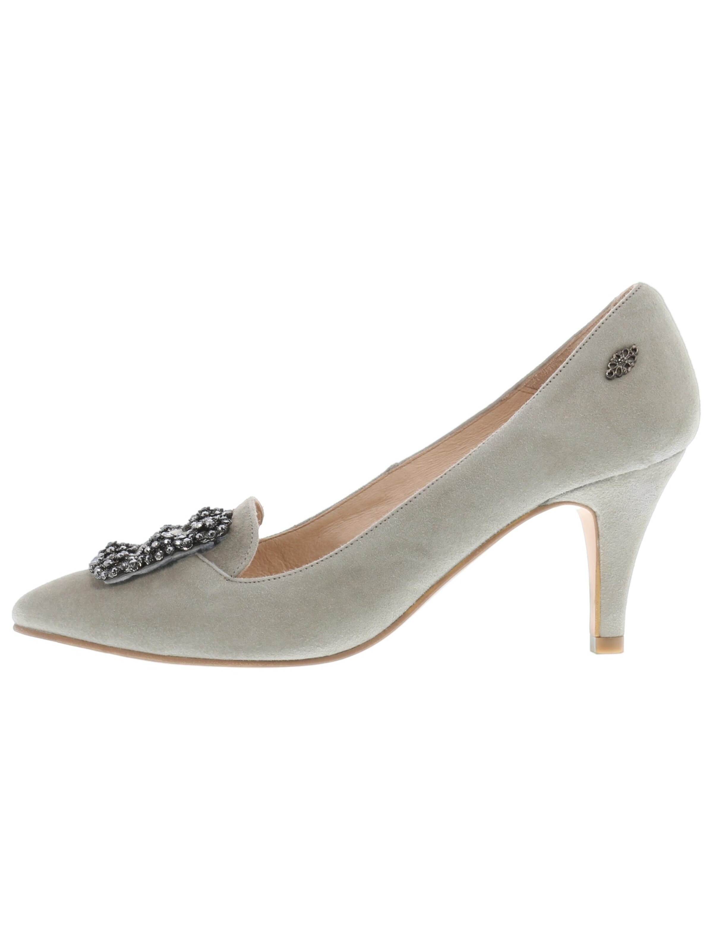XAVER LUIS Schuhmanufaktur Pumps 'MARCIA - mit Strass-Schmuck' in Green: front