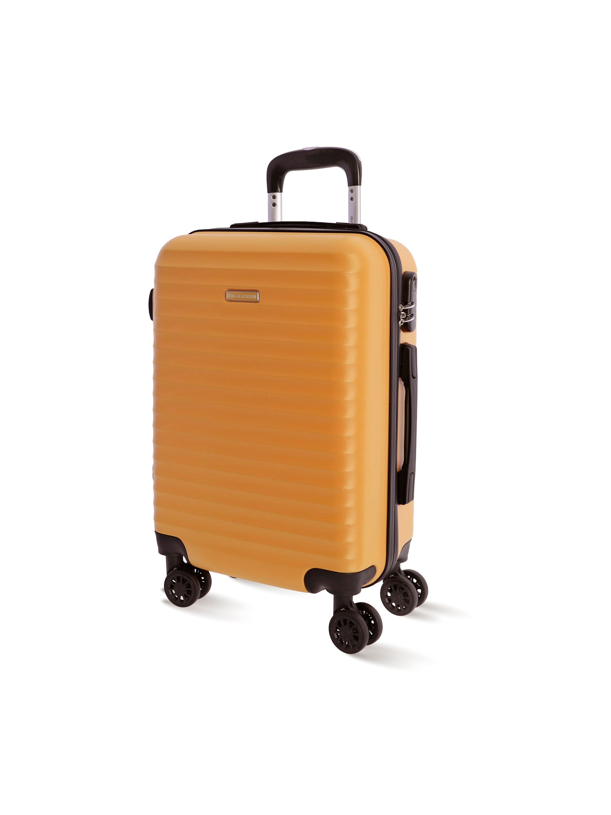 Don Algodon - Carrito 'DON ALGODON - Maletas de Viaje Cabina - Maleta 55x40x20 - Maletas de Viaje - Maleta de Cabina Resistente Ryannair - Trolley Equipaje para Avion con 4 Ruedas de 360º y candado' en amarillo: frente