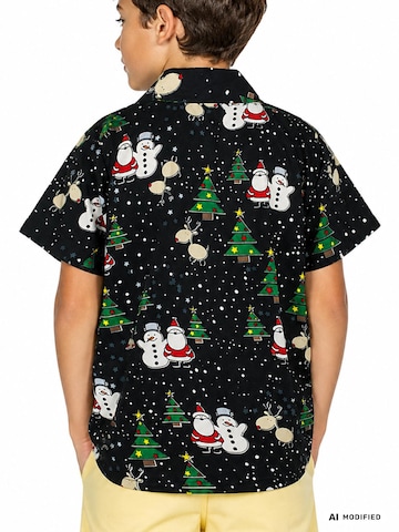 King Kameha Regular fit Overhemd 'Christmas Buddies' in Zwart