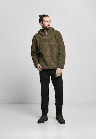 Brandit Fleece Jacket 'Teddyfleece Worker' in Green