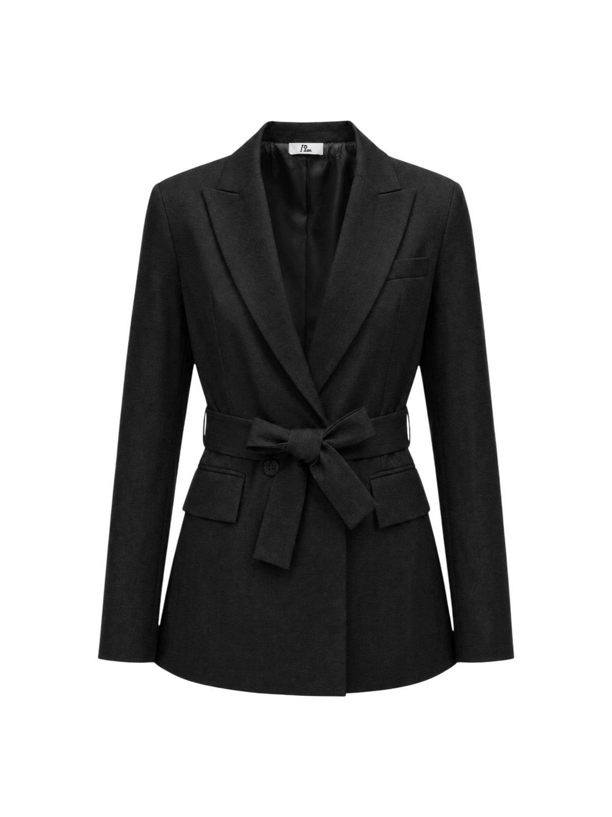I AM Blazer 'DIAMANTE BELTED BLAZER SLI6JK026229D' in Black