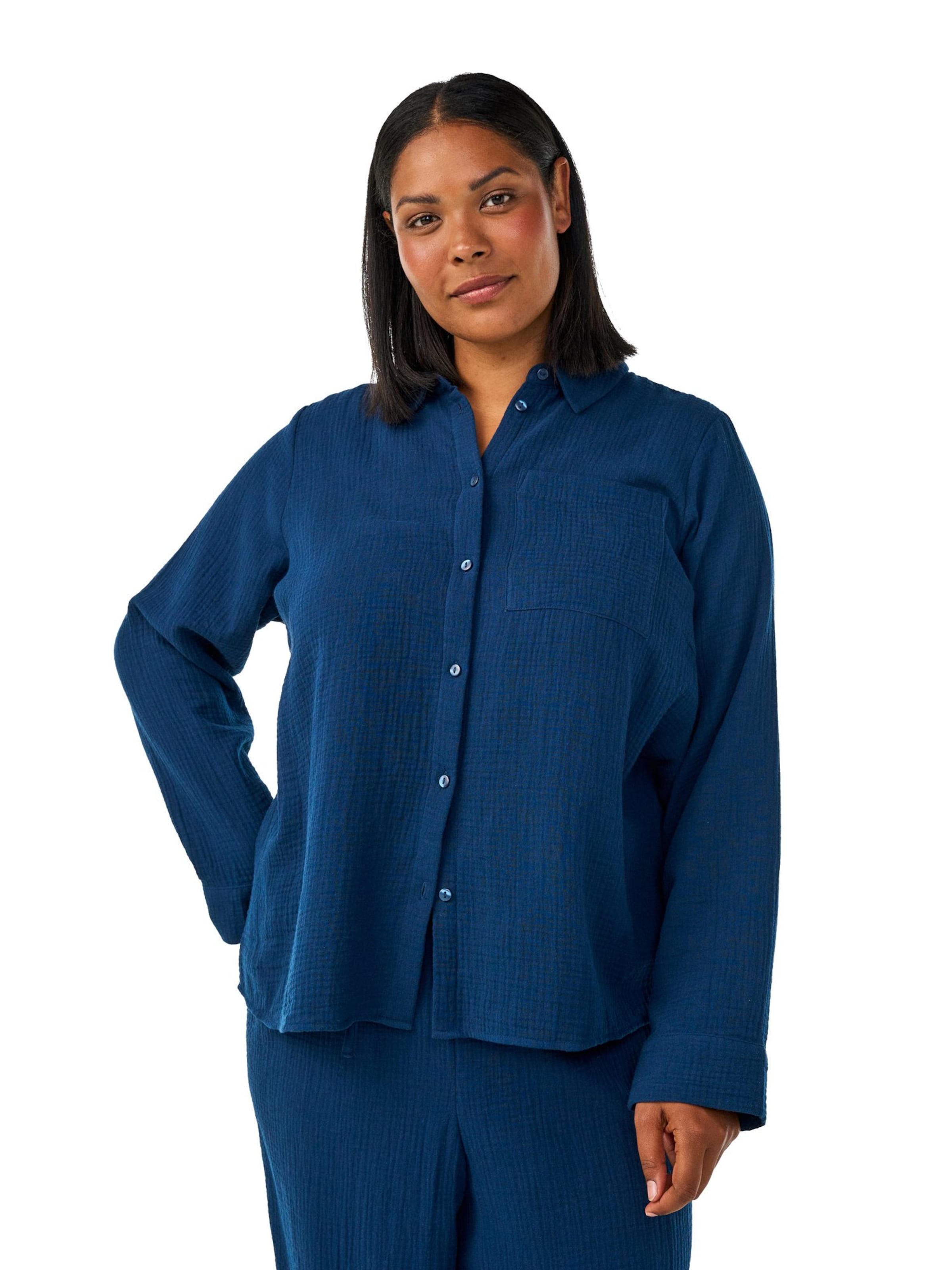 Camicia da donna 'MVIVO' di Zizzi in blu