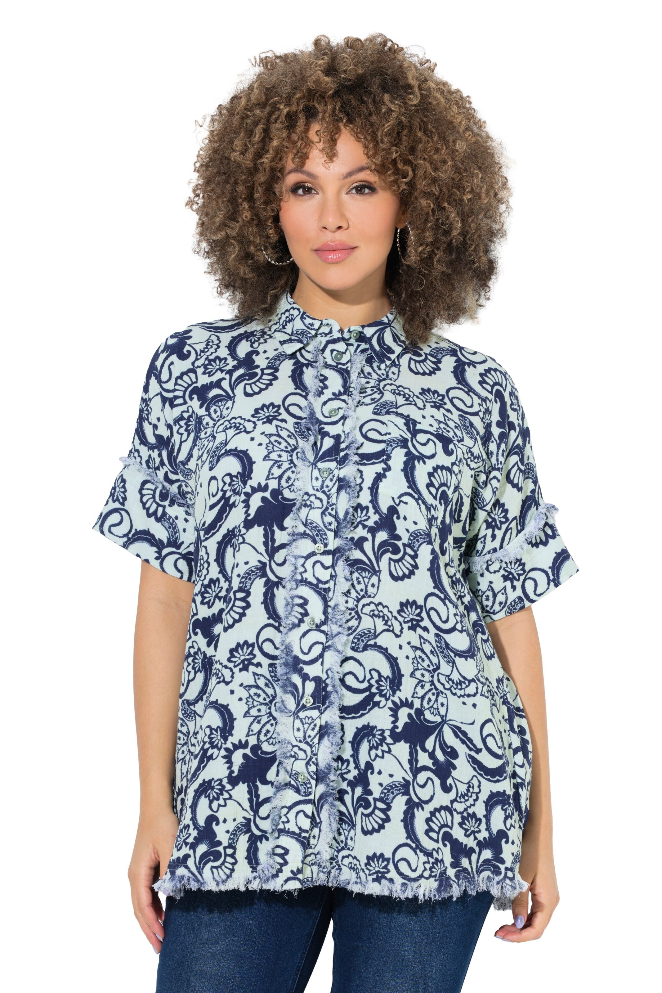 Ulla Popken Bluse in Blau: Vorderseite