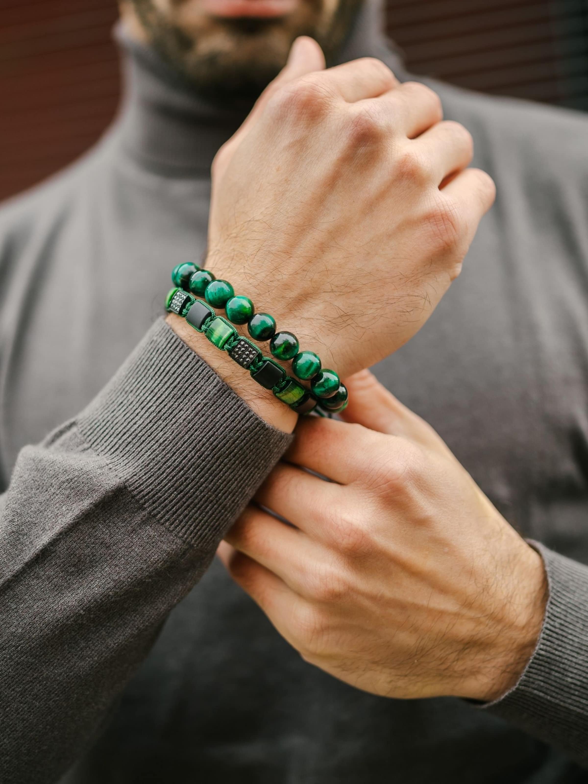 GT Collection Bracelet 'Flat-Bead' in Green