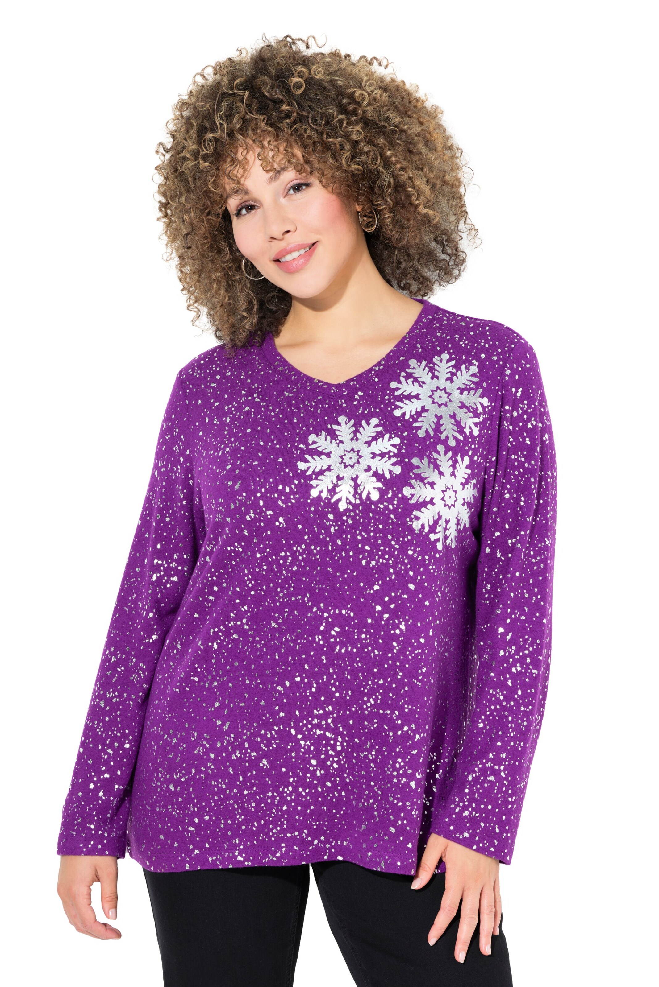 Ulla Popken Sweatshirt in Purple: front