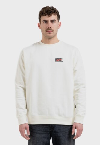Oldskull Sweatshirt 'Asian Futurism Rider' in Weiß: Vorderseite