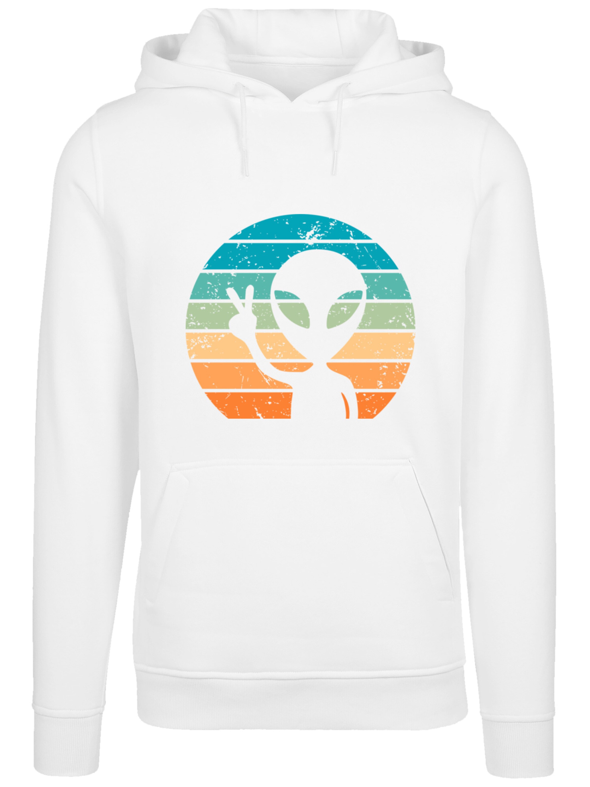 F4NT4STIC Sweatshirt 'Alien Piece Sonnenuntergang' in Weiß: Vorderseite