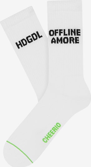 CHEERIO* Socks 'BIG BIG LOVE' in Lime / Black / White, Item view