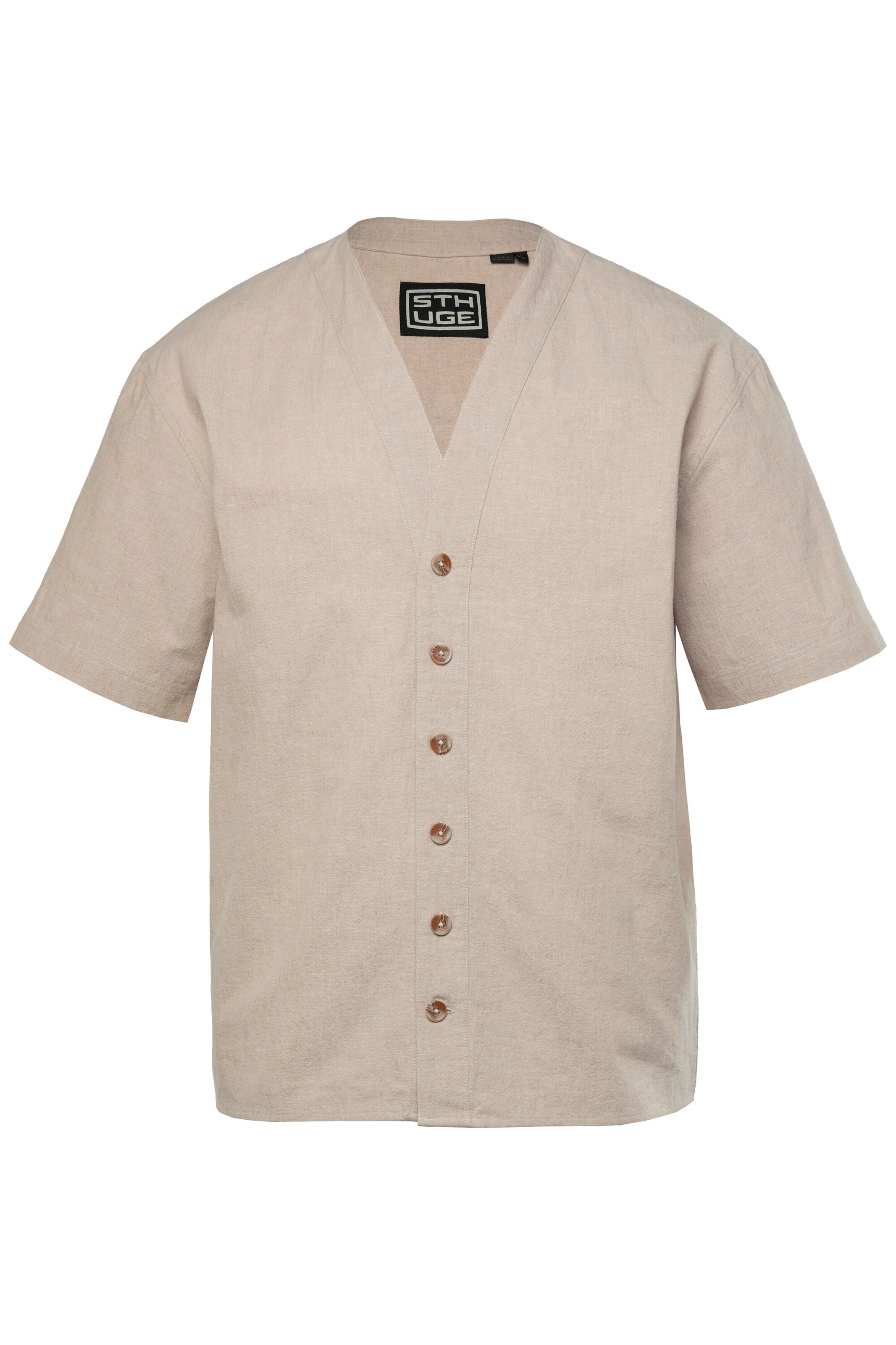 STHUGE Comfort fit Button Up Shirt in Beige: front