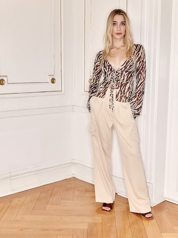 Ema Louise x ABOUT YOU Regular Pleat-Front Pants 'Lena' in Beige