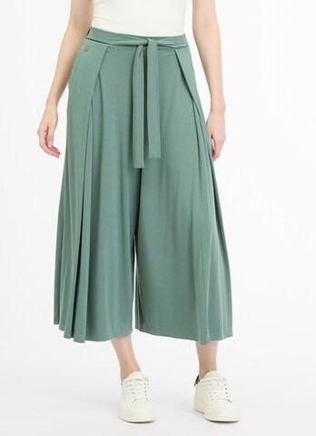 Ragwear Wide leg Pleat-Front Pants in Green: front