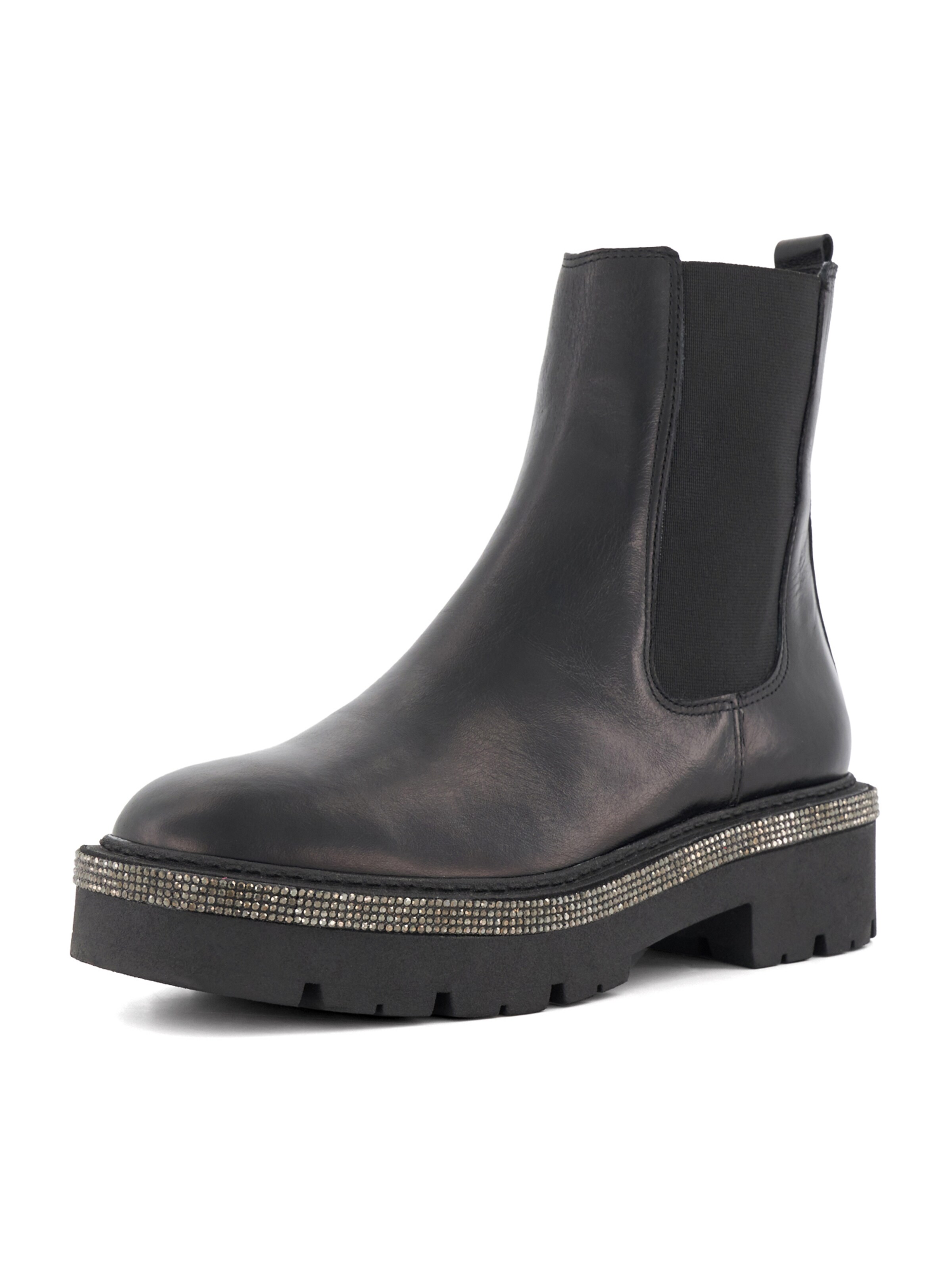 melns Dune LONDON Čelsijas zābaki 'PANICS': no priekšpuses