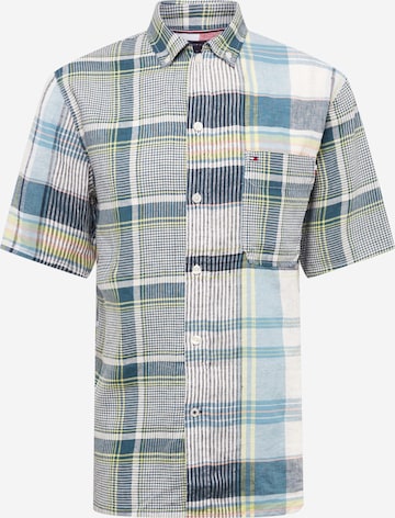 TOMMY HILFIGER - Regular Fit Camisa 'Madras' em azul: frente