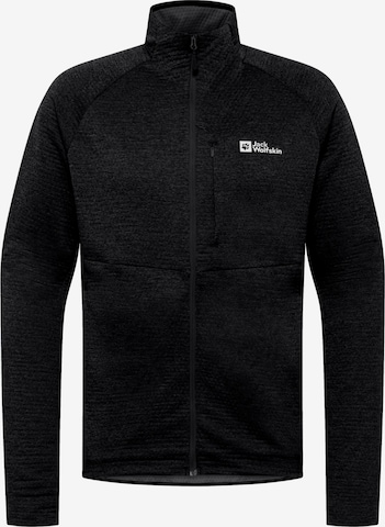 JACK WOLFSKIN Athletic fleece jacket 'TAIGA FZ M' in Black: front