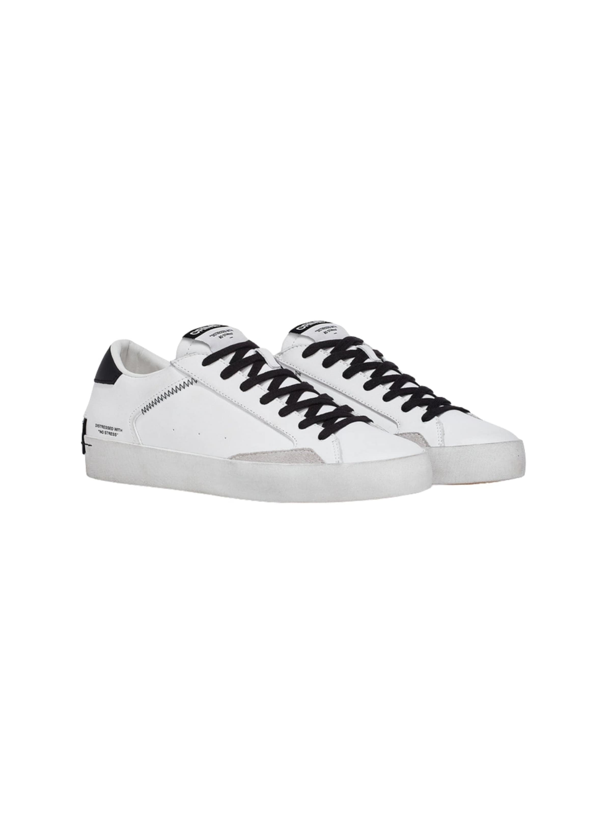 Crime London - Zapatillas deportivas bajas 'Distressed White-Black' en blanco