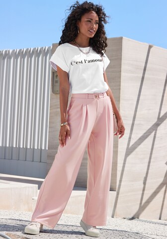LASCANA Loose fit Pleat-Front Pants in Pink