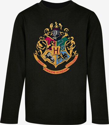 ABSOLUTE CULT Shirt 'Harry Potter - Hogwarts Crest Gold' in Zwart: voorkant