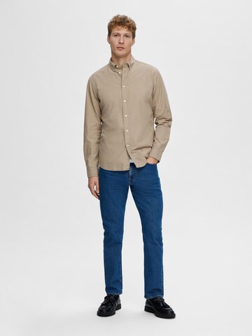 SELECTED Slim fit Overhemd 'Rick' in Bruin