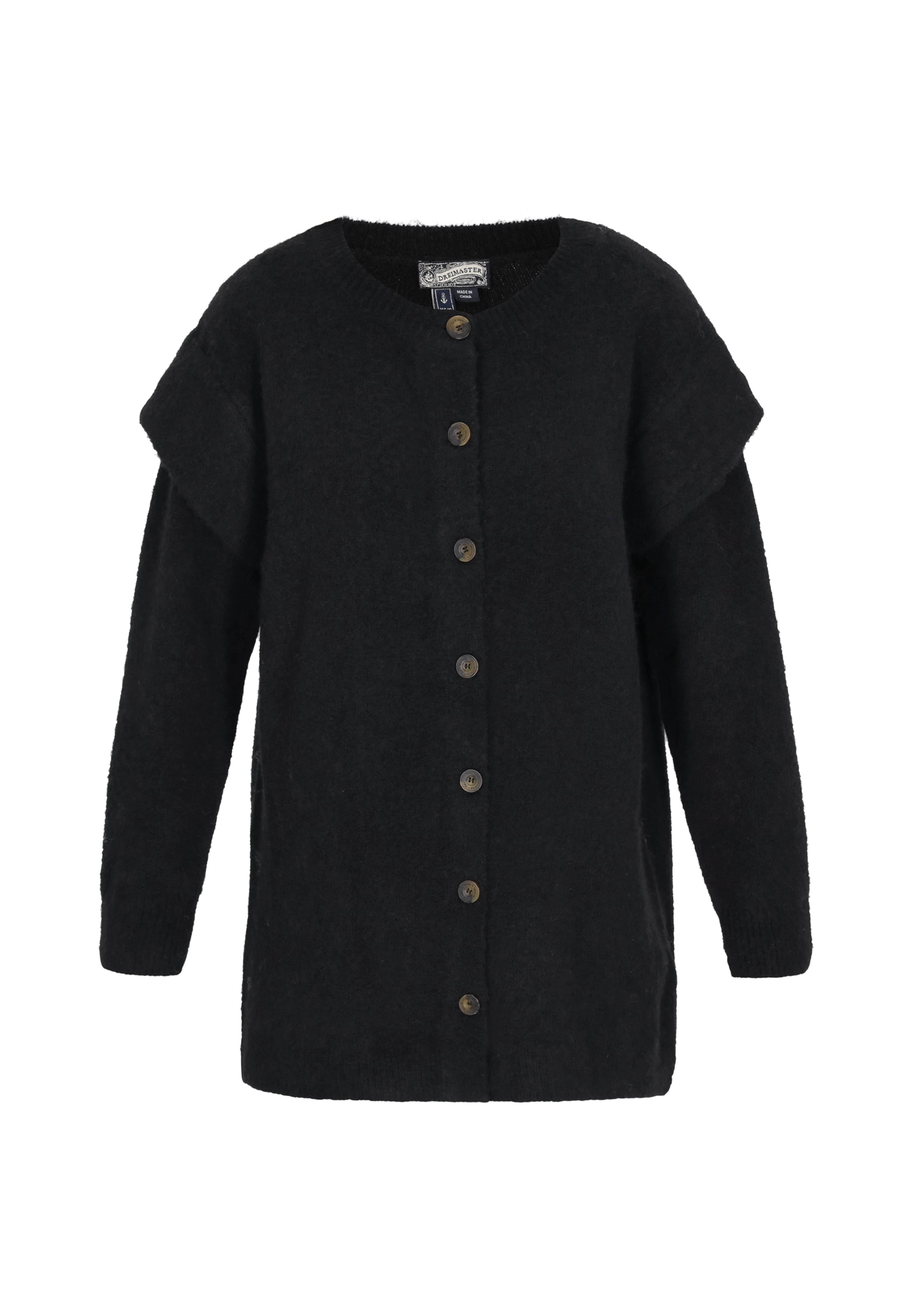 DreiMaster Vintage Υπερμεγέθη πλεκτή ζακέτα σε μαύρο: μπροστά