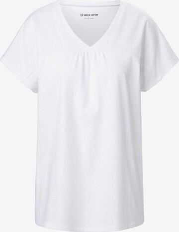 Green Cotton Shirt in White: front
