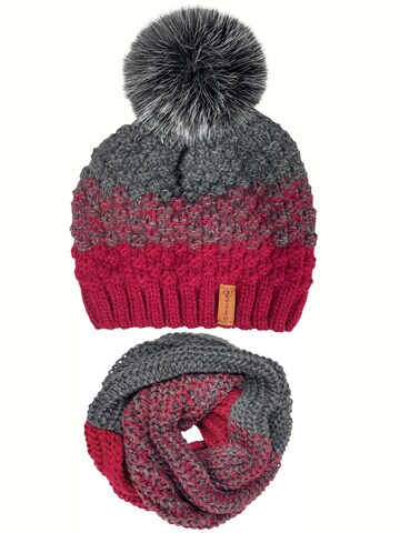 Kumixi Beanie 'Set: Mütze & Loop Schal' in Red: front