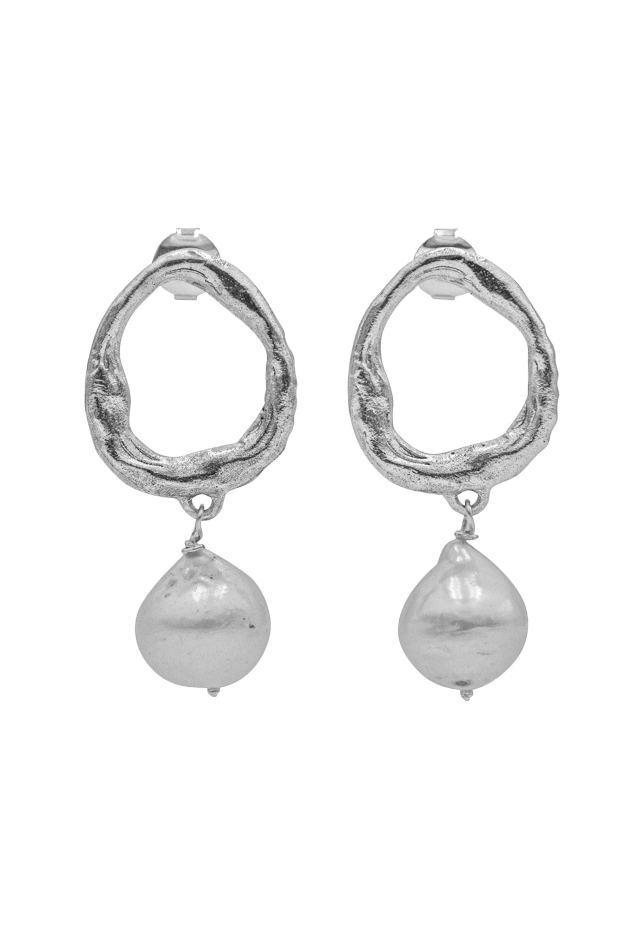 Boucles d'oreilles 'La Pearl' Haze&Glory en argent : devant