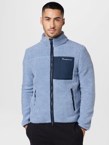 KnowledgeCotton Apparel Fleece jacket in Blue: front