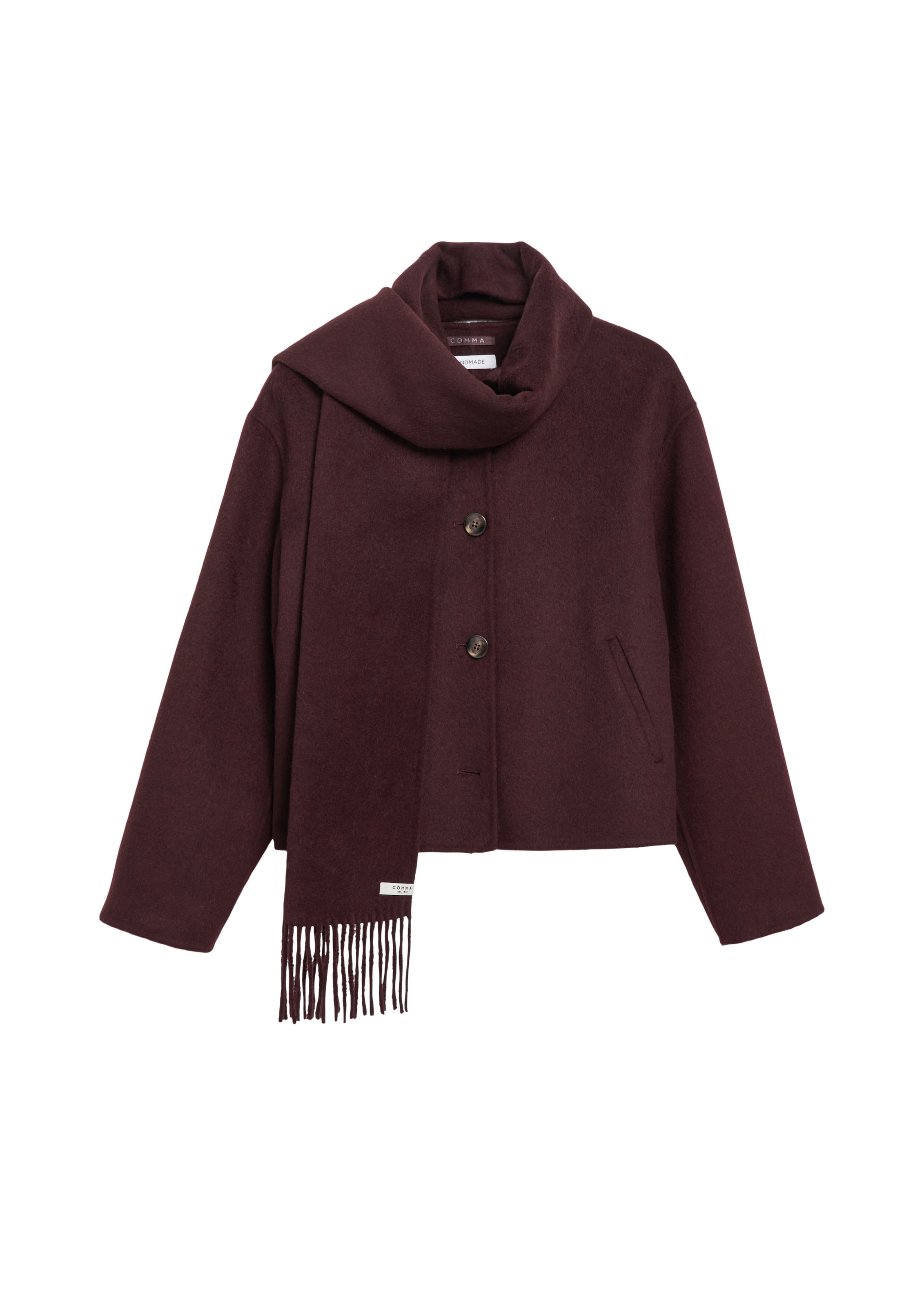COMMA Set: Jacke und Schal in Rot: Vorderseite