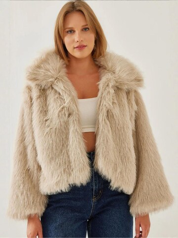 Veste mi-saison Bianco Lucci en beige : devant