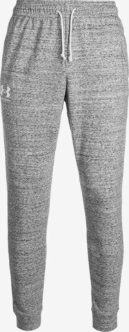 UNDER ARMOUR Tapered Workout Pants 'Rival Terry' in Grey: front