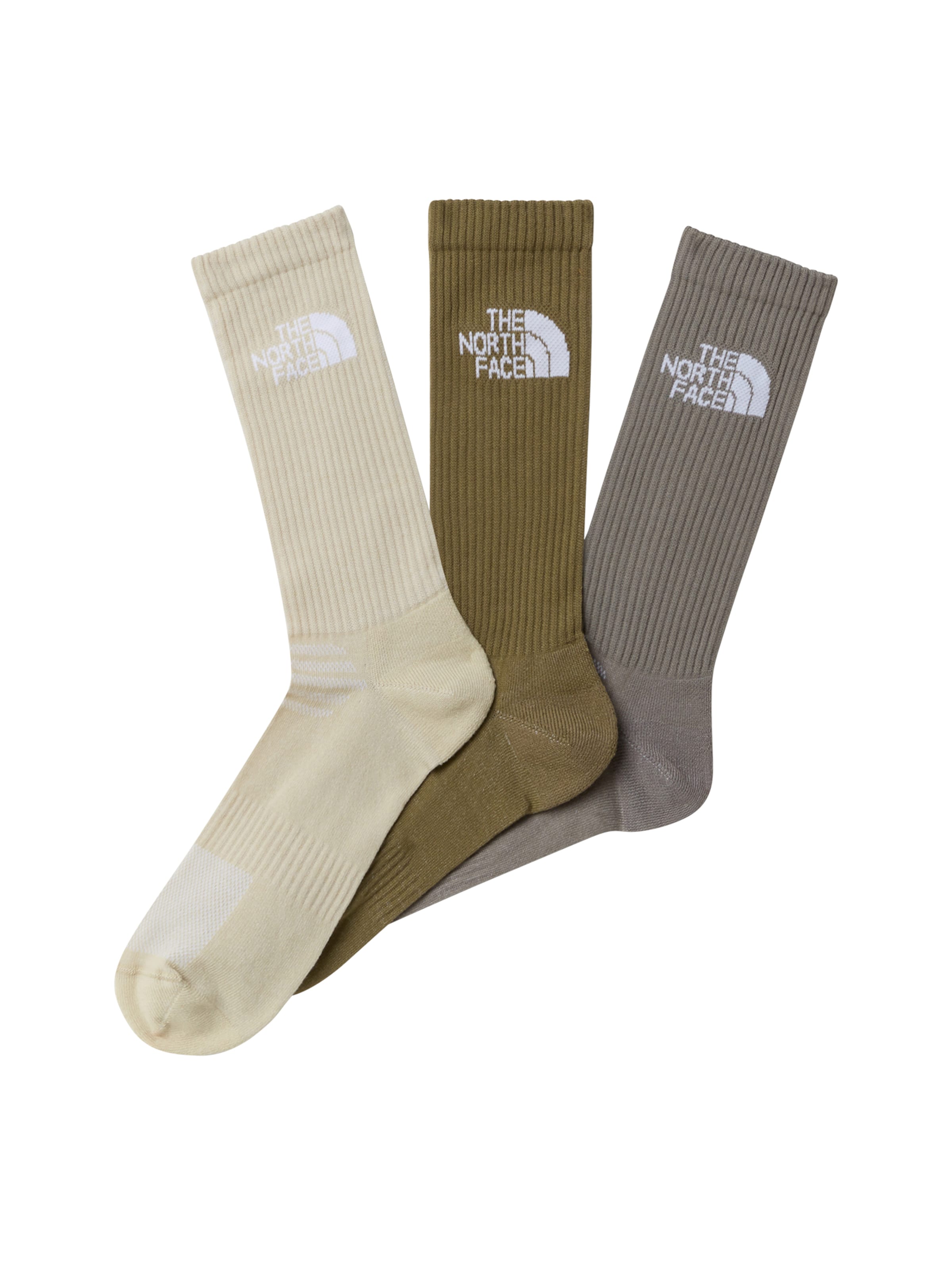 THE NORTH FACE Sportske čarape 'Multi Sport Cush' u pijesak / kameno siva / maslinasta / bijela, Pregled proizvoda