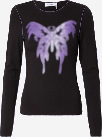 Tricou WEEKDAY pe lila / negru, Vizualizare produs