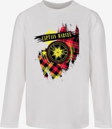 Maglietta 'Captain Marvel - Tartan Patch' di ABSOLUTE CULT in bianco: frontale