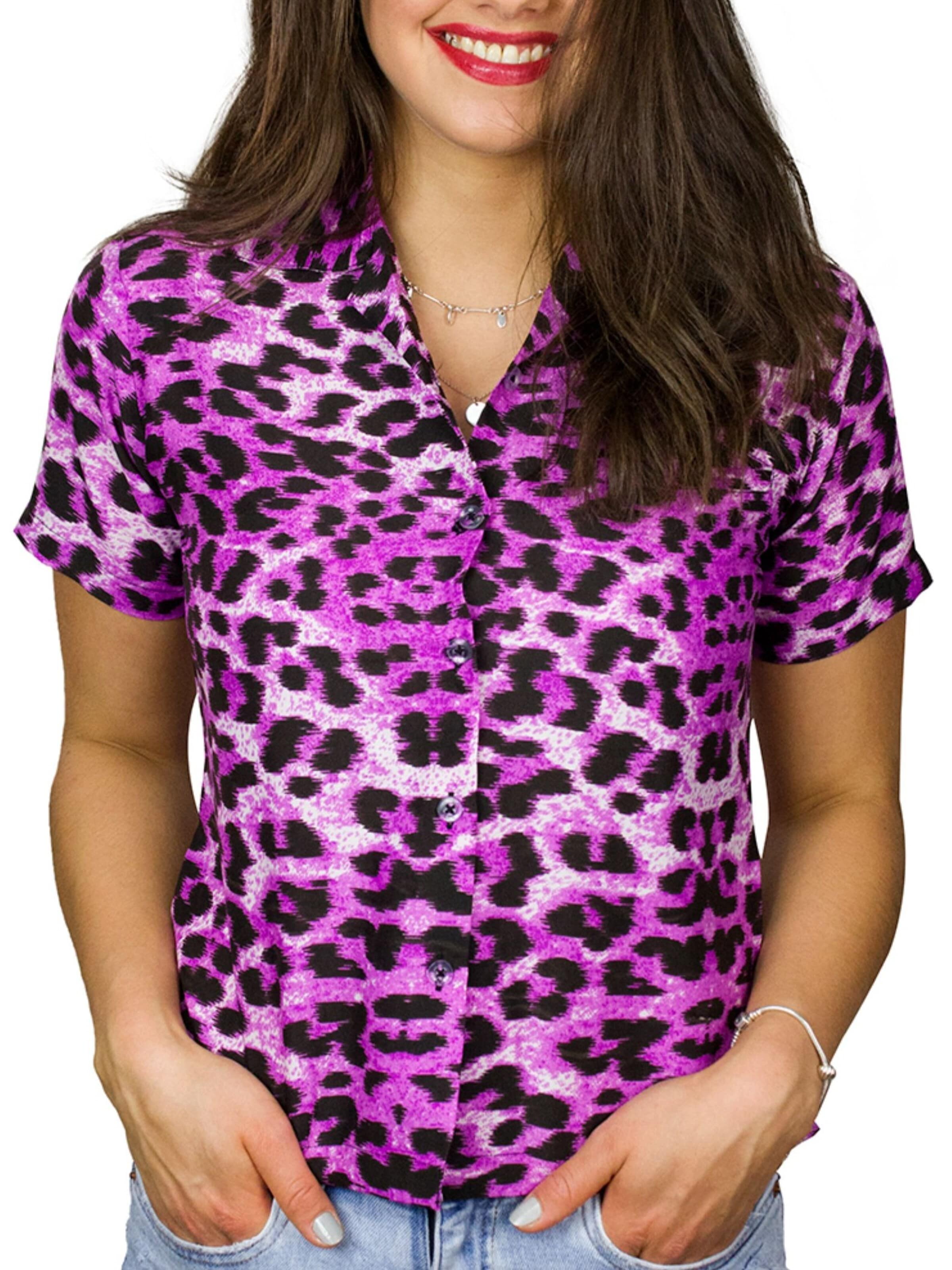 King Kameha Bluse 'Leopard'‌‌‌‌‌‌‌ in Lila: Vorderseite