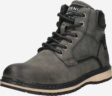 TOM TAILOR Lace-Up Boots in Grey: front