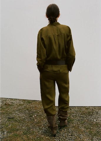 MANGO Regular Pants 'Lino' in Green