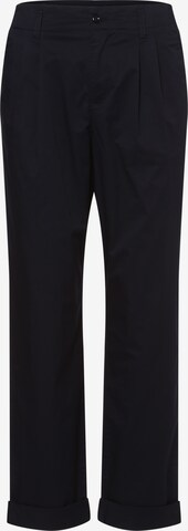 Marie Lund Loose fit Pleat-Front Pants in Blue: front