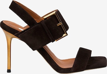 Desa Strap sandal 'DESA Damen-Abendsandalen aus Wildleder mit Schnallendetail' in Brown: front