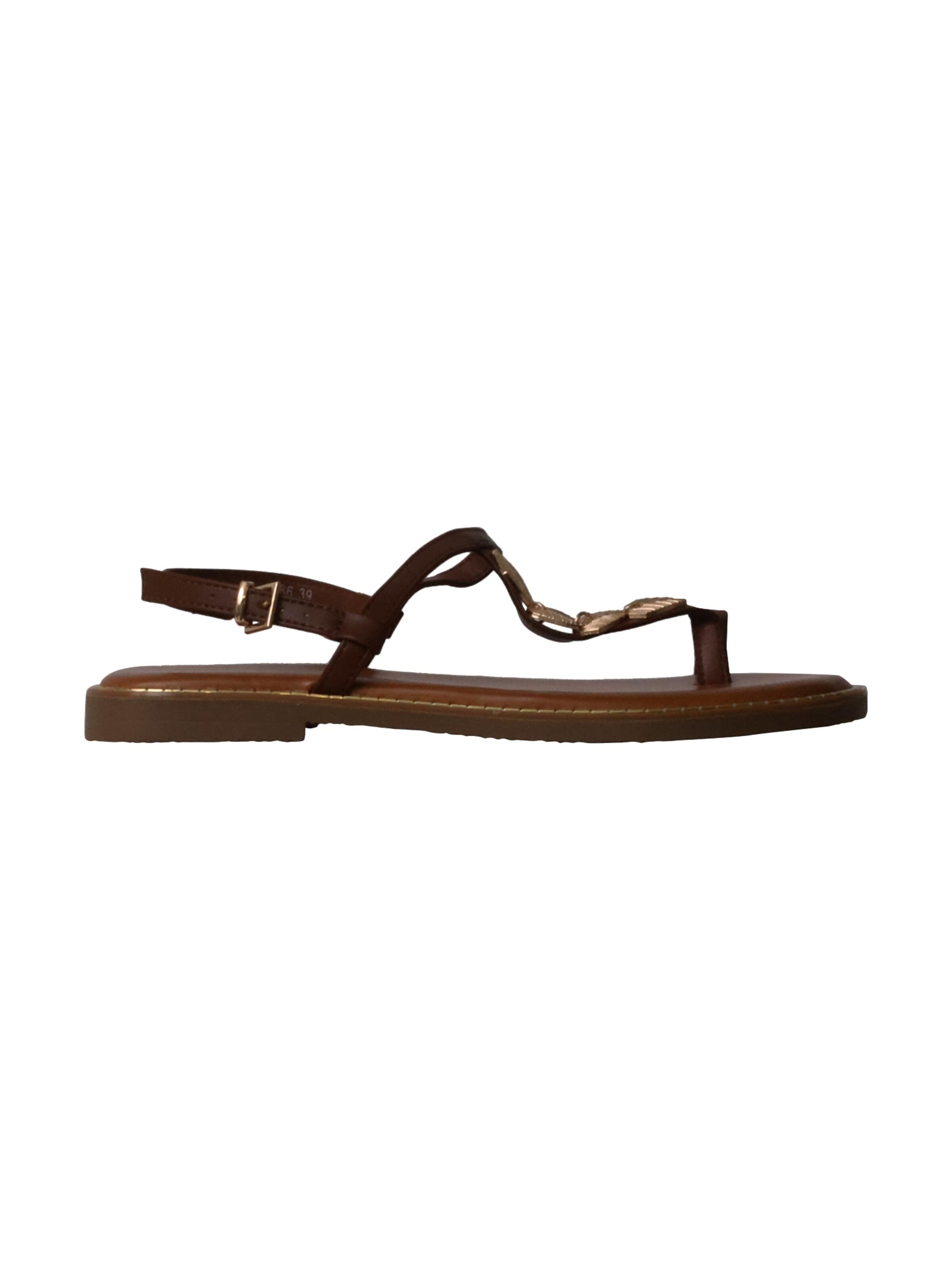 Super Mode Sandały 'Flache Riemchensandalen von Loevah Paris' w kolorze brązowy