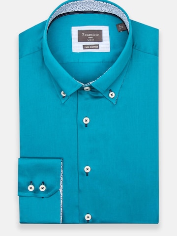Camicia business 'Roma Iconic Satin Man Shirt White' di 7Camicie in verde: frontale