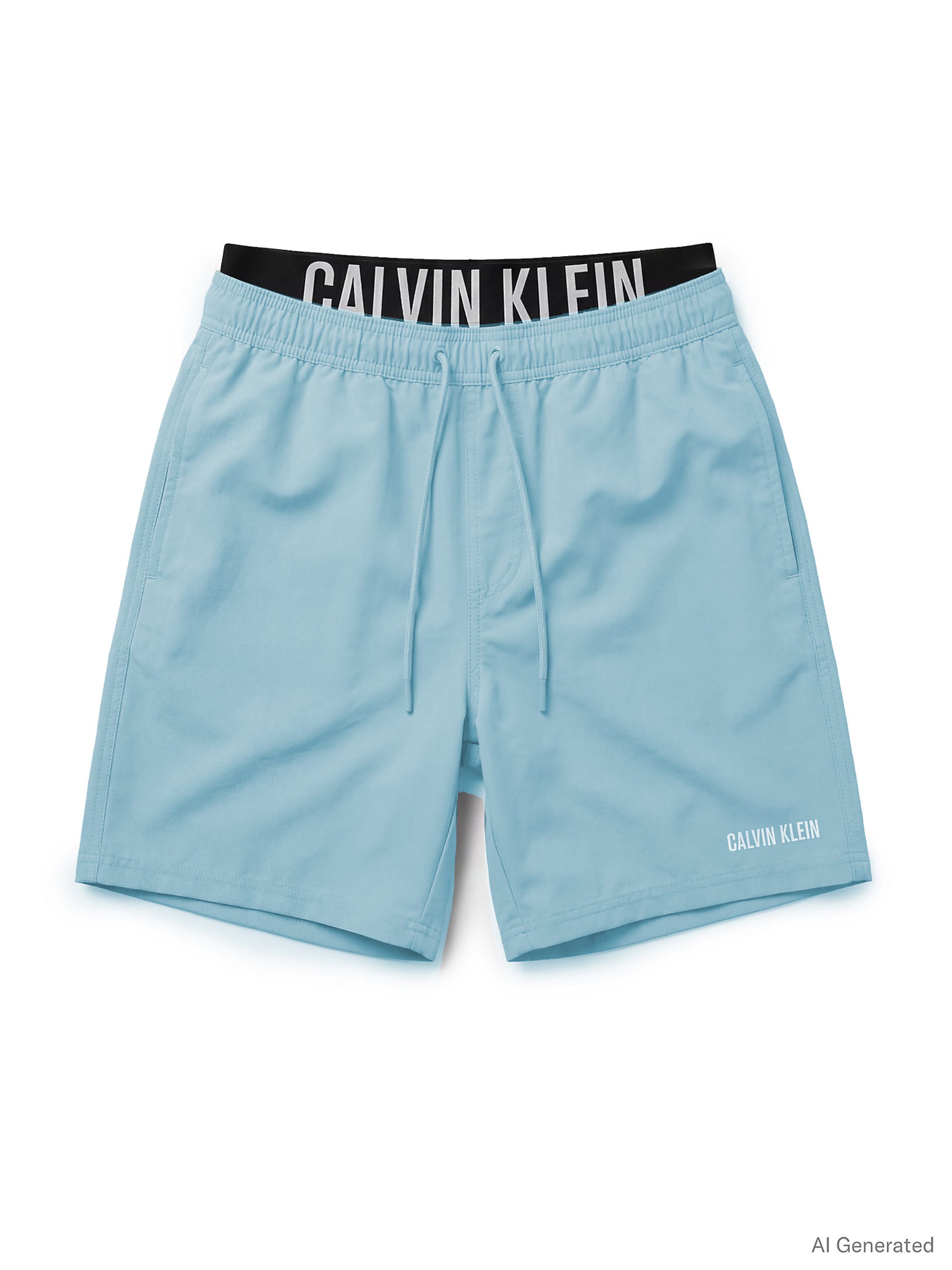 Calvin Klein Swimwear Shorts de bain 'Intense Power' en bleu clair / noir / blanc, Vue avec produit