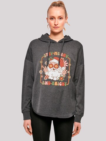 F4NT4STIC Sweatshirt 'Stay Merry And Bright Hippie Santa' in Grey: front