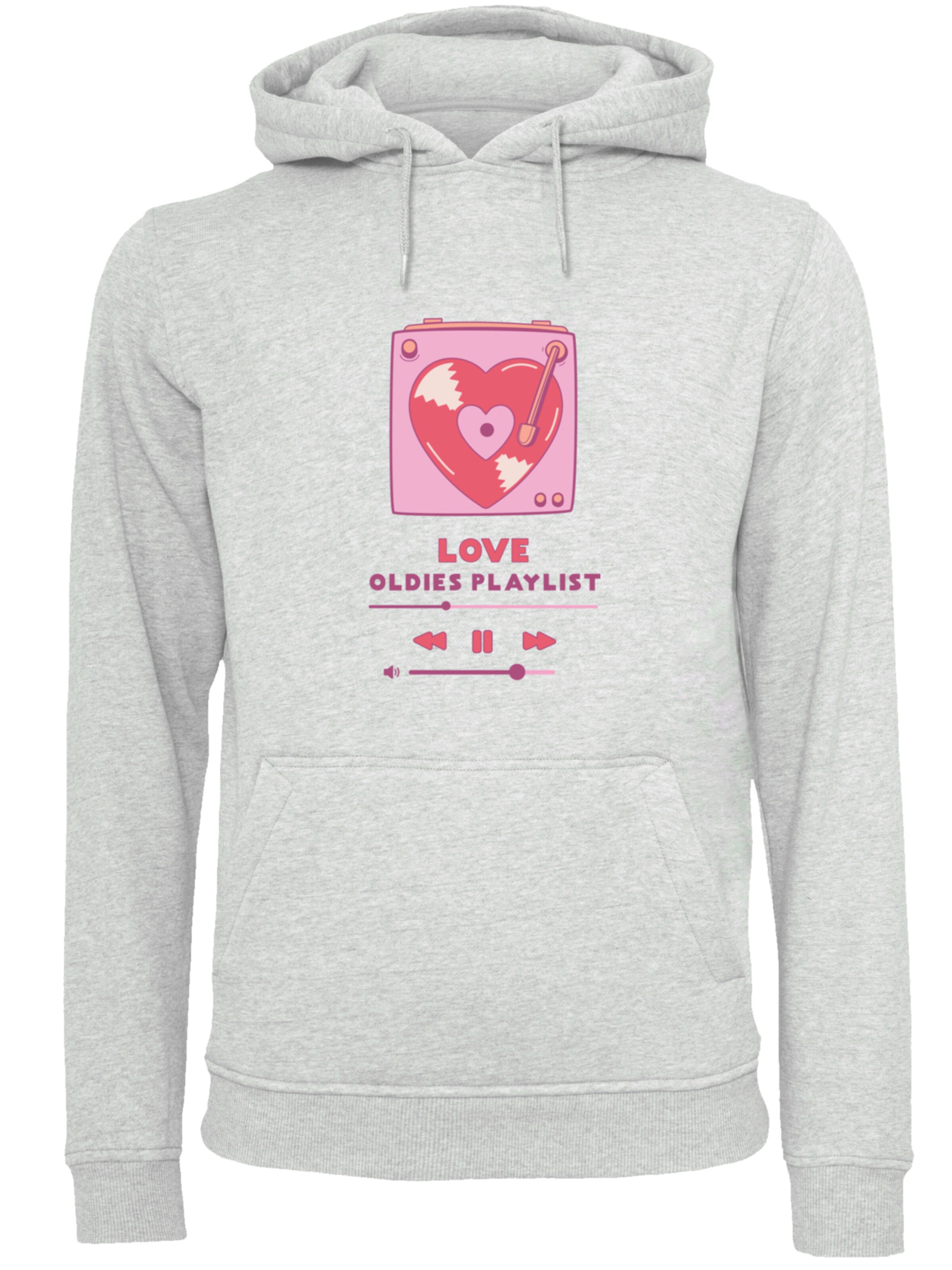 Sweat-shirt 'Love Oldies Playlist  Valentinstag' F4NT4STIC en gris : devant