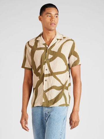 River Island Regular fit Overhemd 'GEO VINE' in Groen: voorkant