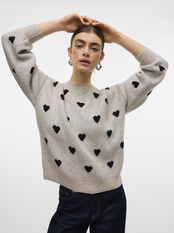 VERO MODA Pullover 'AWHEART' in Beige